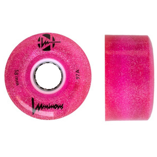 LUMINOUS LED SKATE PARK WHEELS - 4 PACK - 58mm/97a - PINK GLITTER