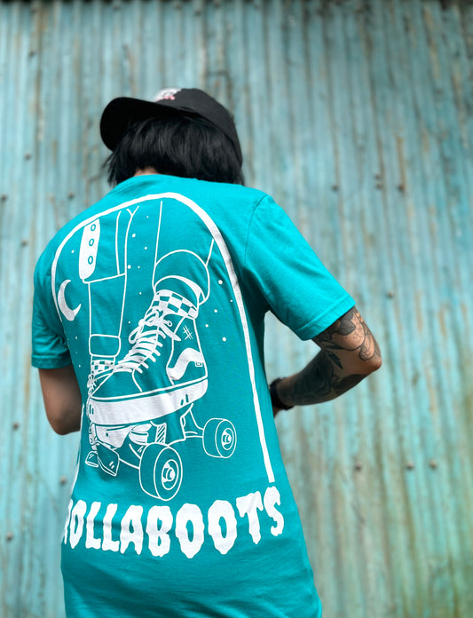 TURQUOISE ROLLABOOTS TEE